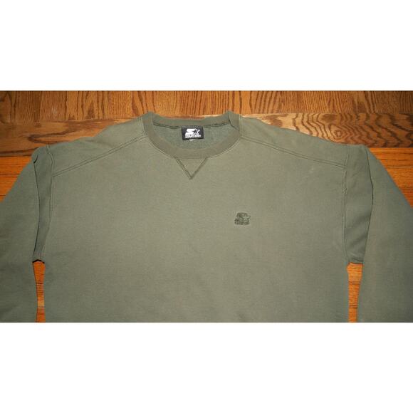 Vintage 90s Starter Faded Dark Green XL Crewneck Sweatshirt Embroider Logo - Picture 1 of 11